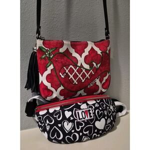 Set Of 2 Brighton Love Dove Bird Crossbody Shoulder Purse And Fanny Pack